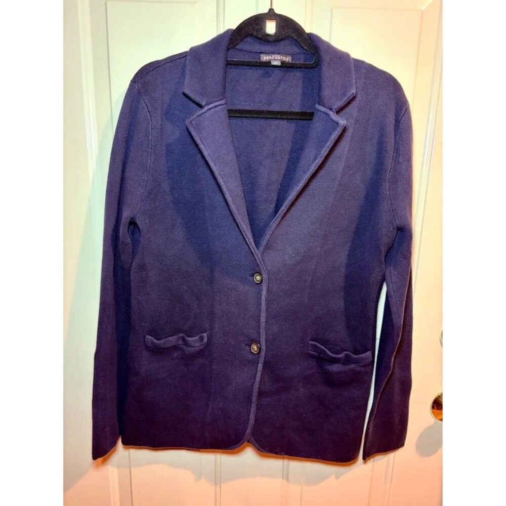 J.Crew Mercantile Navy Blue Knit Cardigan Blazer Size L